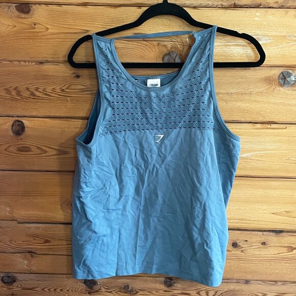 Gymshark Energy+ Seamless Loose Vest - Blue Stone Size Large - Picture 4 of 7